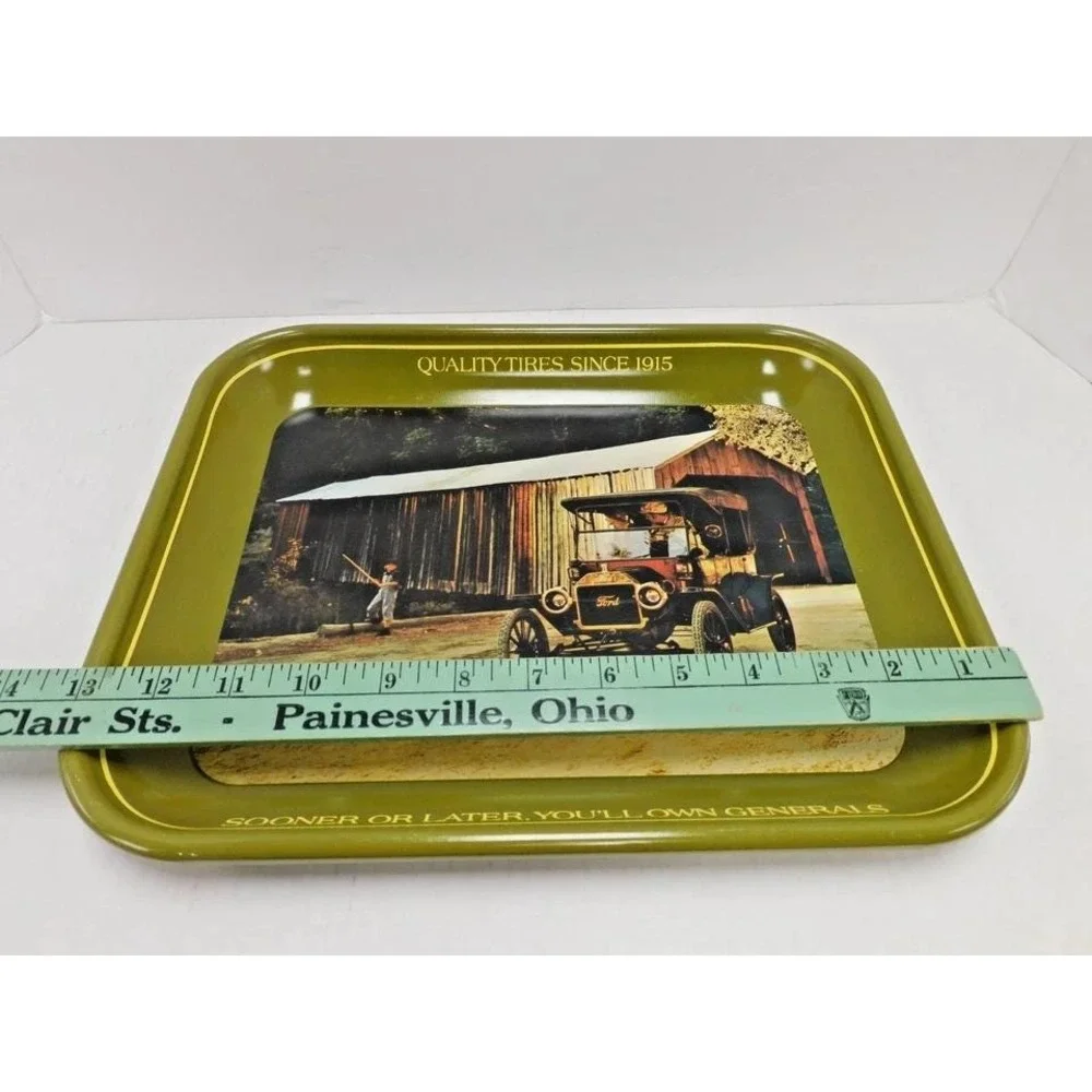 Set Of 2 General Tire Tin Trays 1924 Ballot Type 2 Three Seater JC401